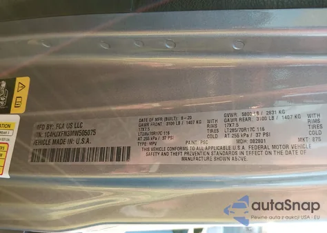 2021 Jeep Wrangler Unlimited Rubicon 4X4 z USA, uszkodzony, nr VIN 1C4HJXFN3MW505075